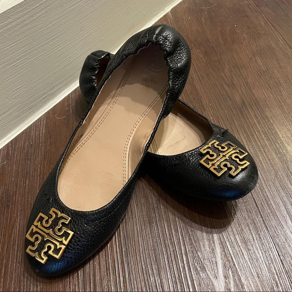 Melinda Ballet Tumbled Leather Flats - Black 9M